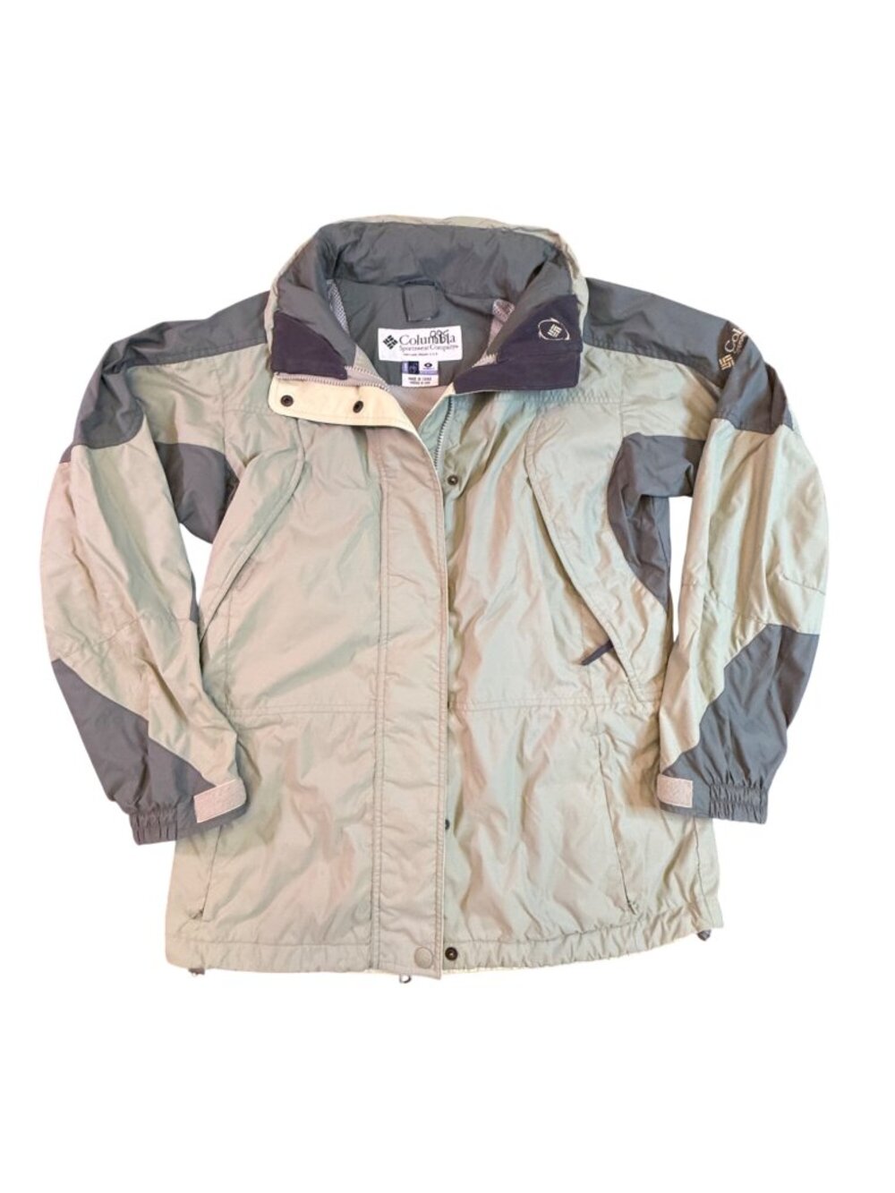 Columbia Womens Core Interchange Jacket Two Tone Green Pockets No Hood Size M